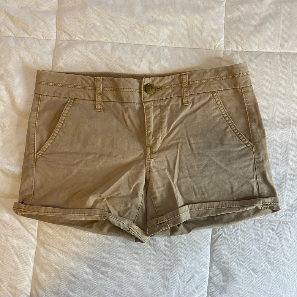 American Eagle Khaki Midi Shorts